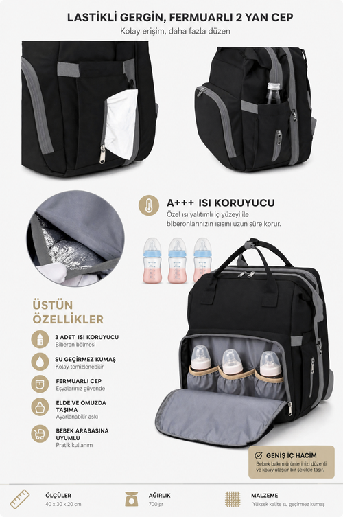 3 Adet yalıtımlı premium biberon bölmesi